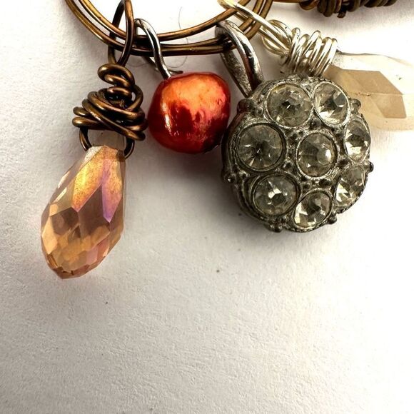 copper tone circle charm necklace - Picture 3 of 9